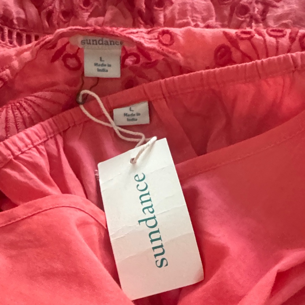 NWT Sundance Coral Eyelit 2 piece Sundress / Cover Up Dress L - Picture 7 of 8